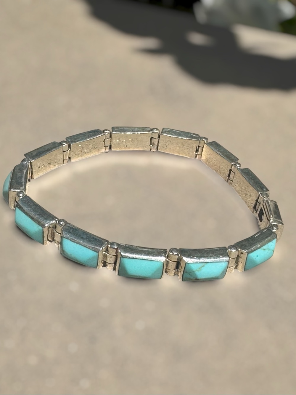 Turquoise Howlite Inlay Sterling Silver Link Bracelet